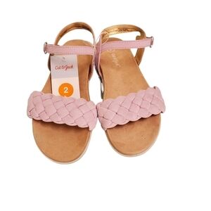 Cat & Jack Braided Sandals -‎ Pink Woven Straps - Girls Size 2 Toddler